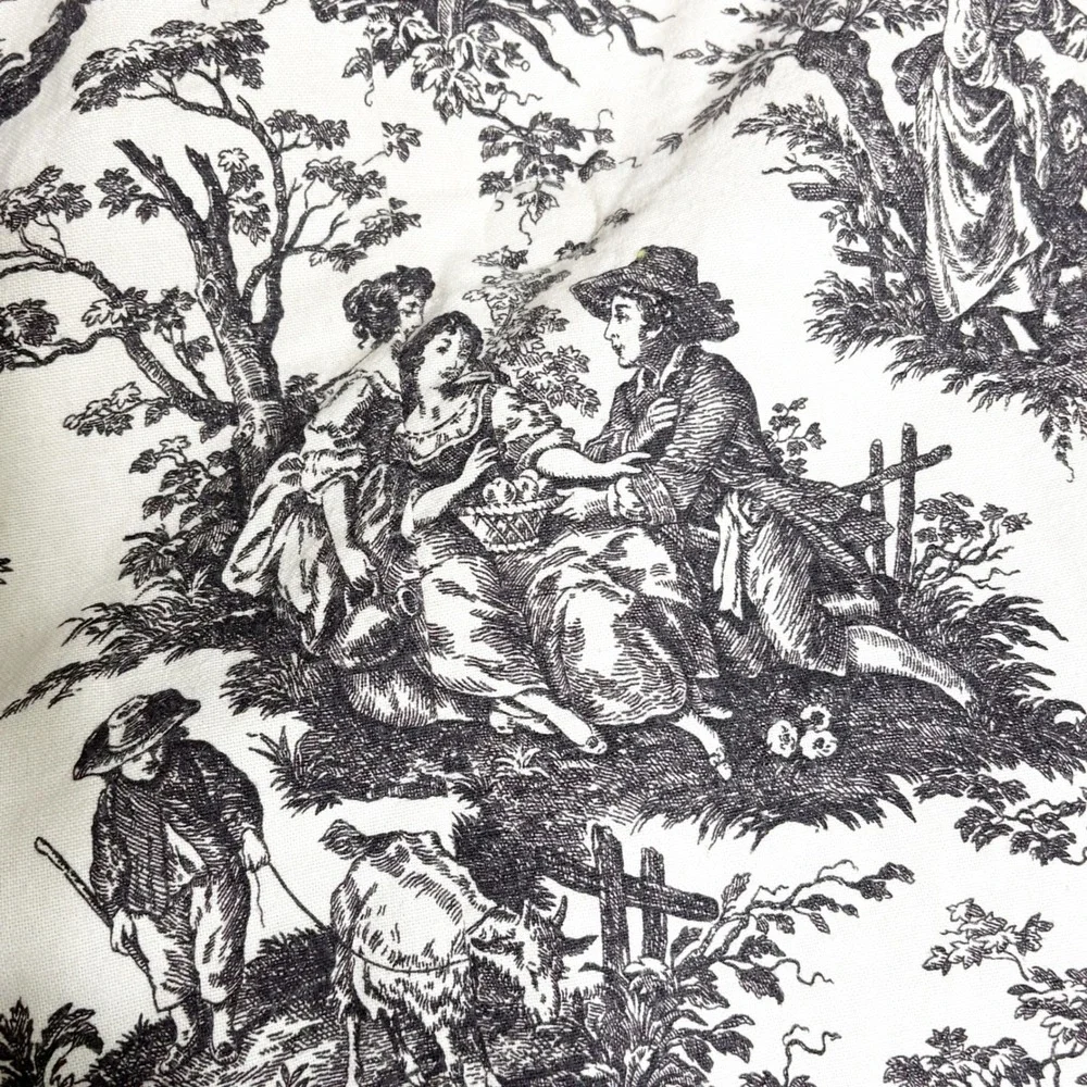 Waverly Reversible Toile de Jouy Ticking Stripe Quilt Brown Cream Full Size